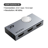 4K 60Hz HDMI 2.0 Switch 2 In 1 Out Bi-direction
